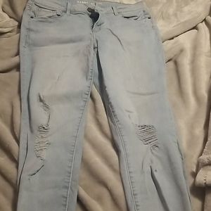 light blue old navy rockstar midrise Jean's